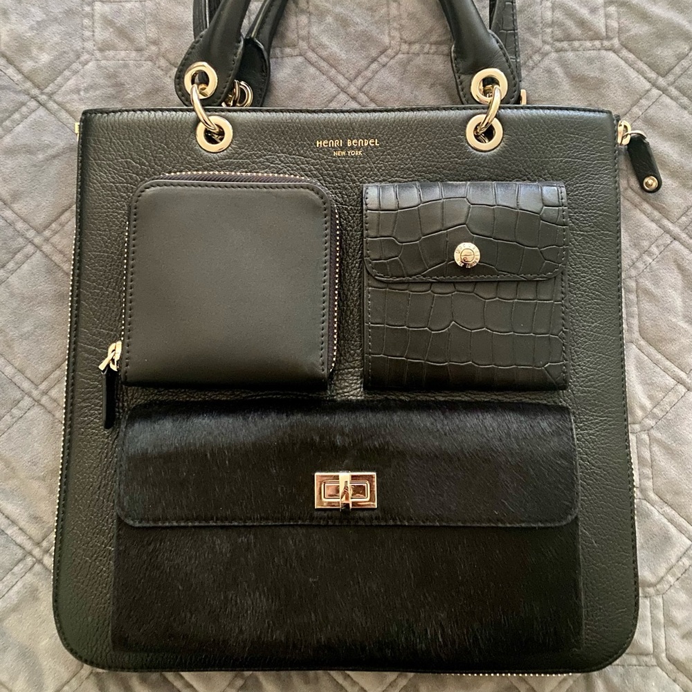 Henri Bendel New York Designer Bag - Black Leather